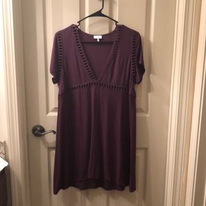 Tobi plum dress with cut outs and deep V